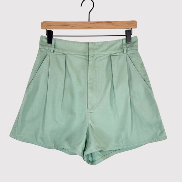 Hunter Bell Womens Shorts Green Double Pleated High Rise Chino Casual Size 6 - Picture 1 of 9